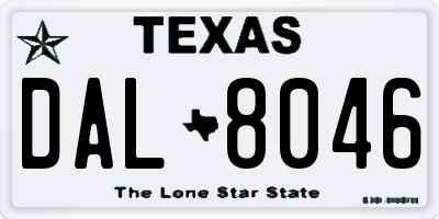 TX license plate DAL8046