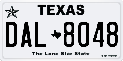 TX license plate DAL8048