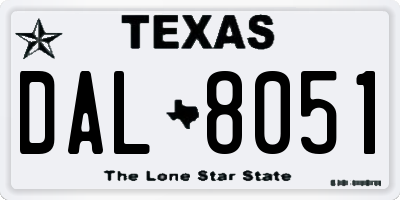 TX license plate DAL8051