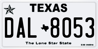 TX license plate DAL8053