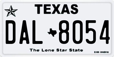 TX license plate DAL8054