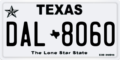 TX license plate DAL8060