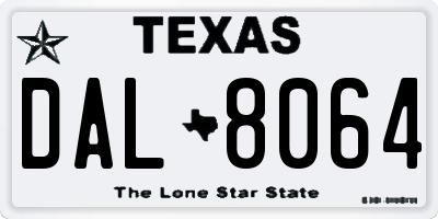 TX license plate DAL8064