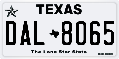 TX license plate DAL8065