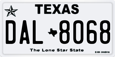 TX license plate DAL8068