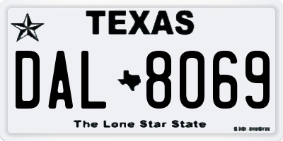 TX license plate DAL8069