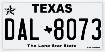 TX license plate DAL8073