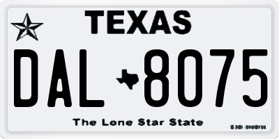 TX license plate DAL8075