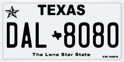 TX license plate DAL8080