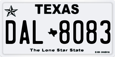TX license plate DAL8083