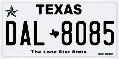 TX license plate DAL8085