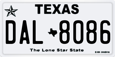 TX license plate DAL8086