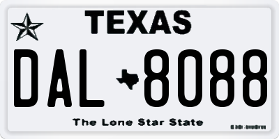 TX license plate DAL8088