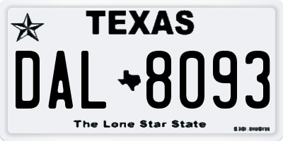 TX license plate DAL8093