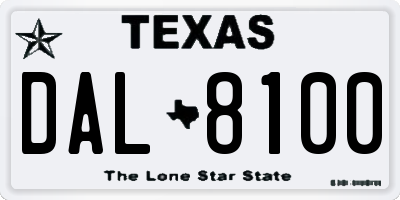 TX license plate DAL8100