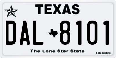 TX license plate DAL8101