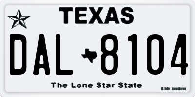 TX license plate DAL8104