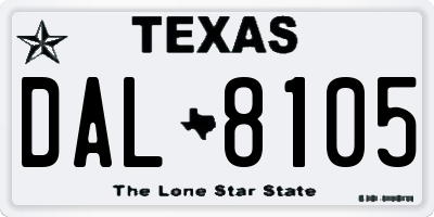 TX license plate DAL8105
