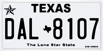 TX license plate DAL8107