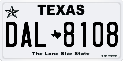 TX license plate DAL8108