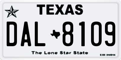 TX license plate DAL8109