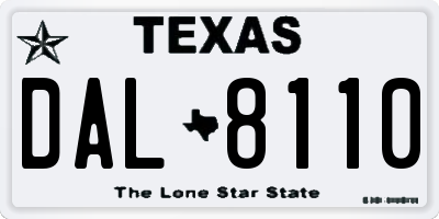 TX license plate DAL8110
