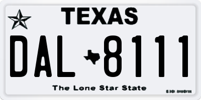 TX license plate DAL8111