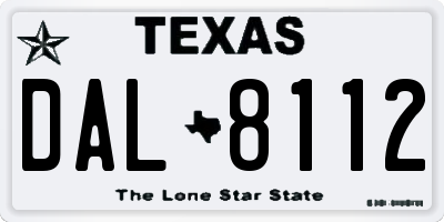 TX license plate DAL8112