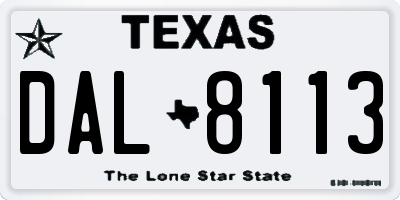 TX license plate DAL8113