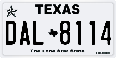 TX license plate DAL8114