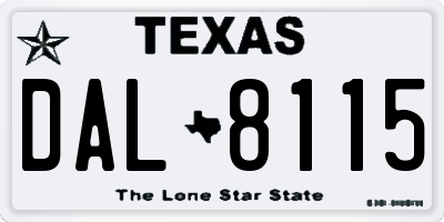 TX license plate DAL8115