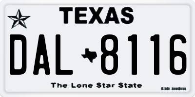TX license plate DAL8116