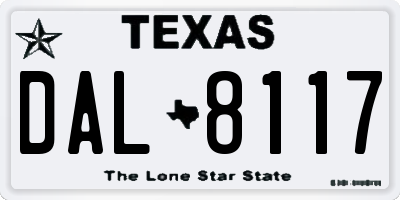 TX license plate DAL8117