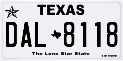 TX license plate DAL8118