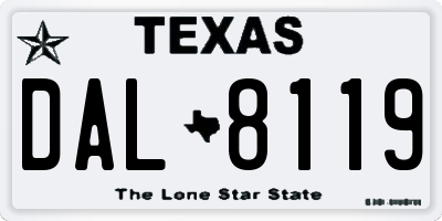 TX license plate DAL8119
