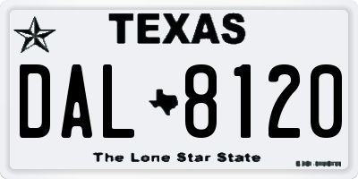 TX license plate DAL8120