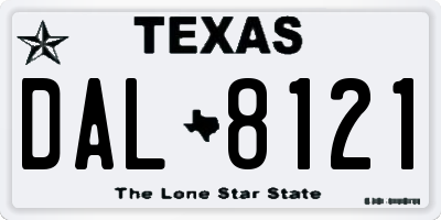 TX license plate DAL8121