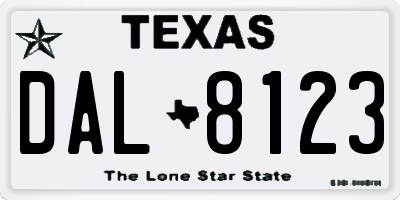 TX license plate DAL8123