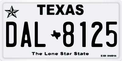TX license plate DAL8125