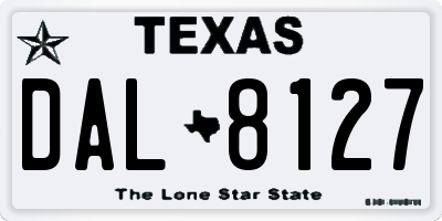 TX license plate DAL8127