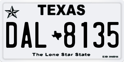 TX license plate DAL8135