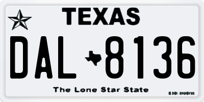 TX license plate DAL8136