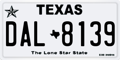 TX license plate DAL8139
