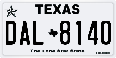 TX license plate DAL8140