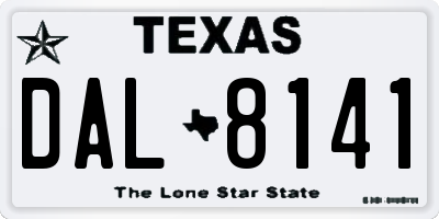 TX license plate DAL8141