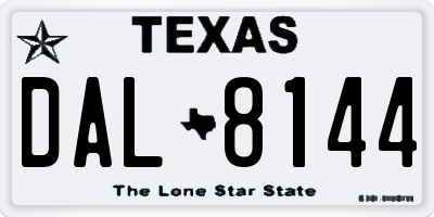 TX license plate DAL8144