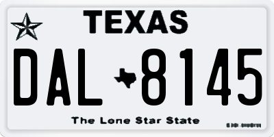TX license plate DAL8145