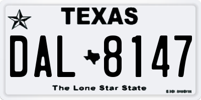 TX license plate DAL8147