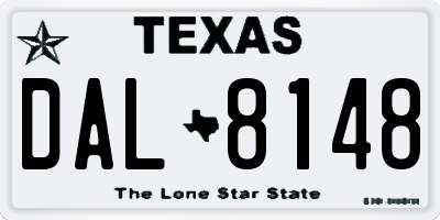 TX license plate DAL8148