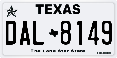 TX license plate DAL8149